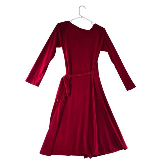 Normakamali Red 3/4 Sleeve Tie Up Holiday Dress Size L - Picture 2 of 6